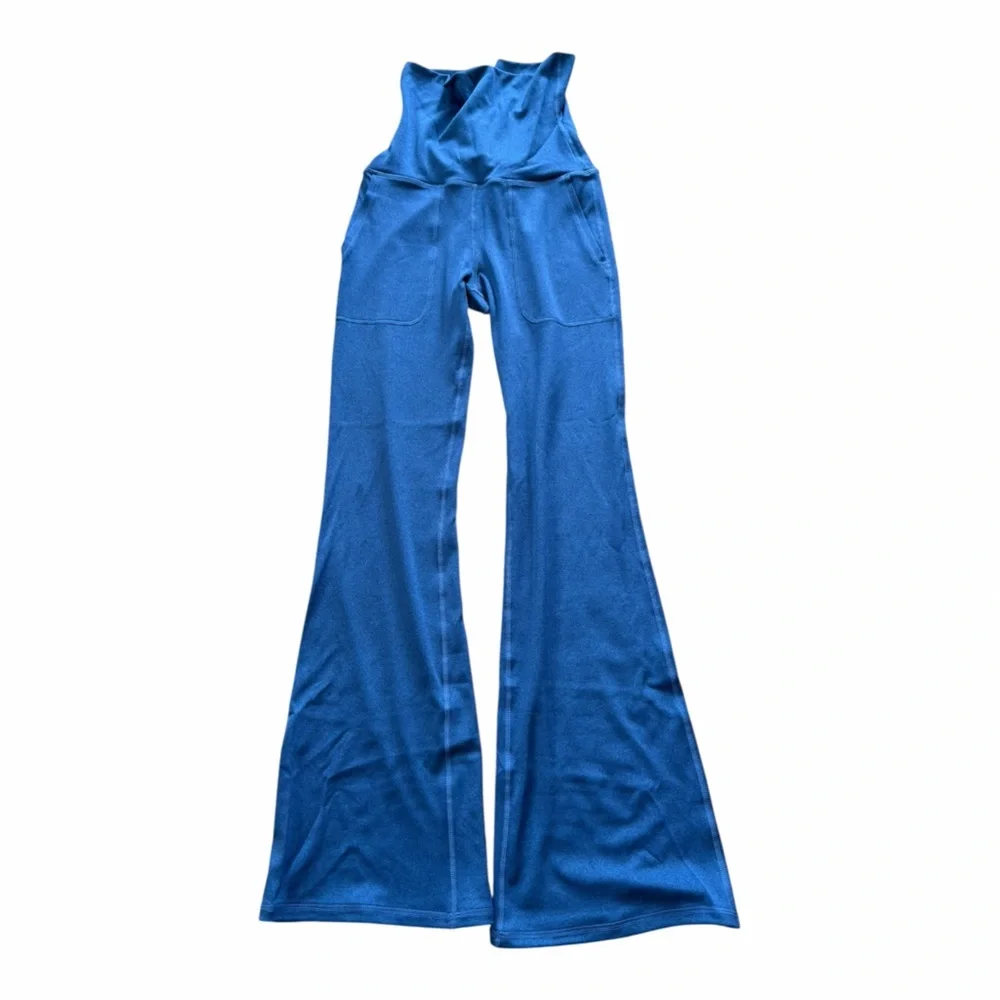 Halara Blue Super High Waistband Foldover Pocket Full Length Flare Leggings XS